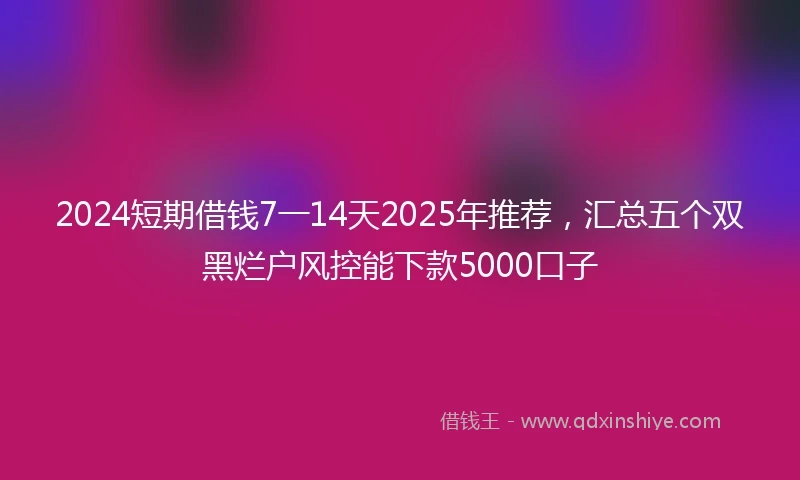 2024短期借钱7一14天2025年推荐，汇总五个双黑烂户风控能下款5000口子