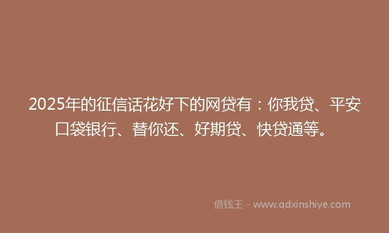 2025年的征信话花好下的网贷有：你我贷、平安口袋银行、替你还、好期贷、快贷通等。