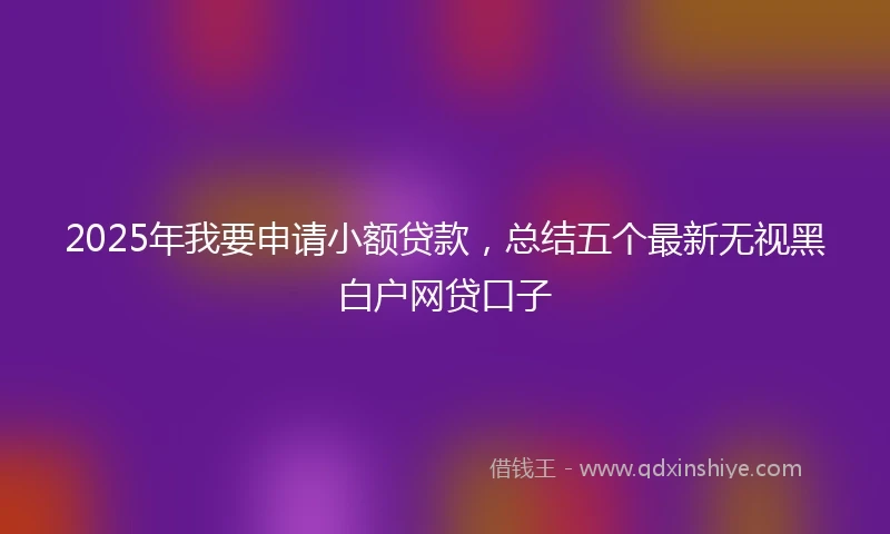 2025年我要申请小额贷款，总结五个最新无视黑白户网贷口子
