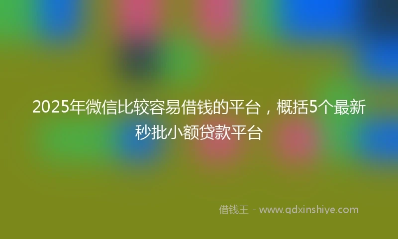 2025年微信比较容易借钱的平台，概括5个最新秒批小额贷款平台