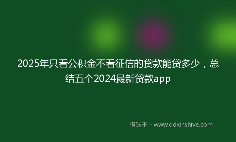 2025年只看公积金不看征信的贷款能贷多少，总结五个2024最新贷款app