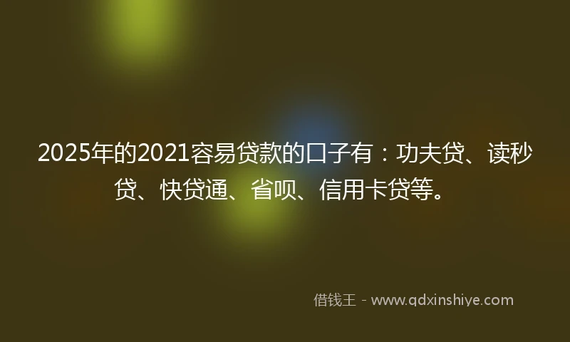 2025年的2021容易贷款的口子有：功夫贷、读秒贷、快贷通、省呗、信用卡贷等。