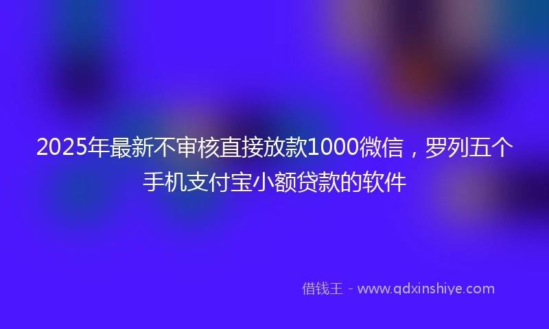 2025年最新不审核直接放款1000微信，罗列五个手机支付宝小额贷款的软件