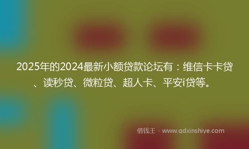 2025年的2024最新小额贷款论坛有：维信卡卡贷、读秒贷、微粒贷、超人卡、平安i贷等。