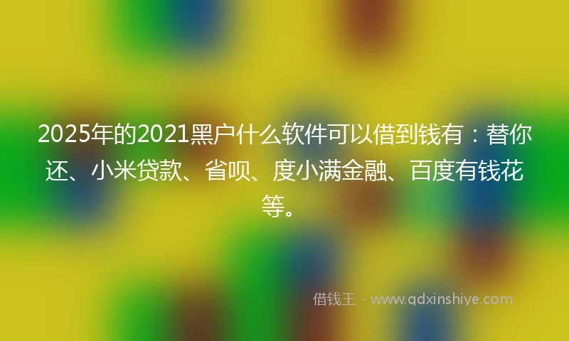 2025年的2021黑户什么软件可以借到钱有：替你还、小米贷款、省呗、度小满金融、百度有钱花等。