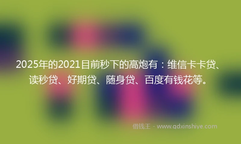 2025年的2021目前秒下的高炮有：维信卡卡贷、读秒贷、好期贷、随身贷、百度有钱花等。