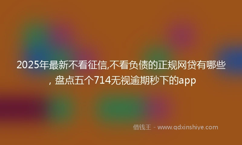 2025年最新不看征信,不看负债的正规网贷有哪些，盘点五个714无视逾期秒下的app