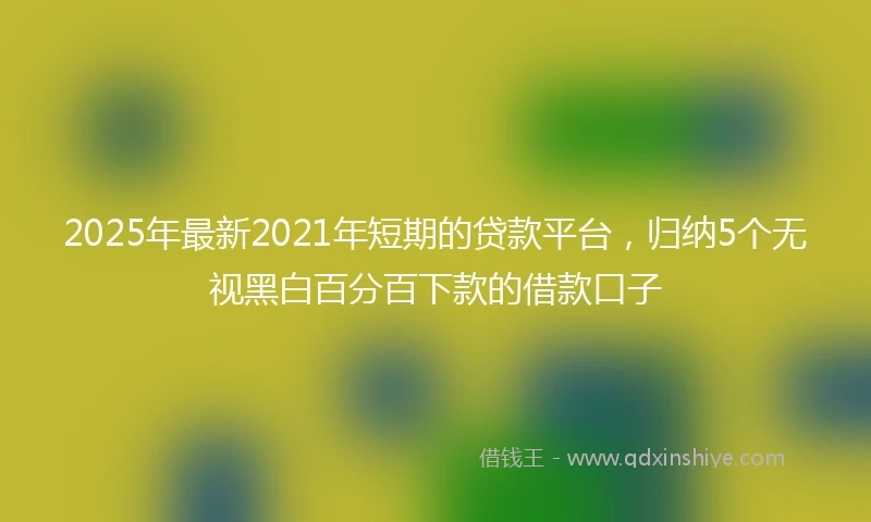 2025年最新2021年短期的贷款平台，归纳5个无视黑白百分百下款的借款口子