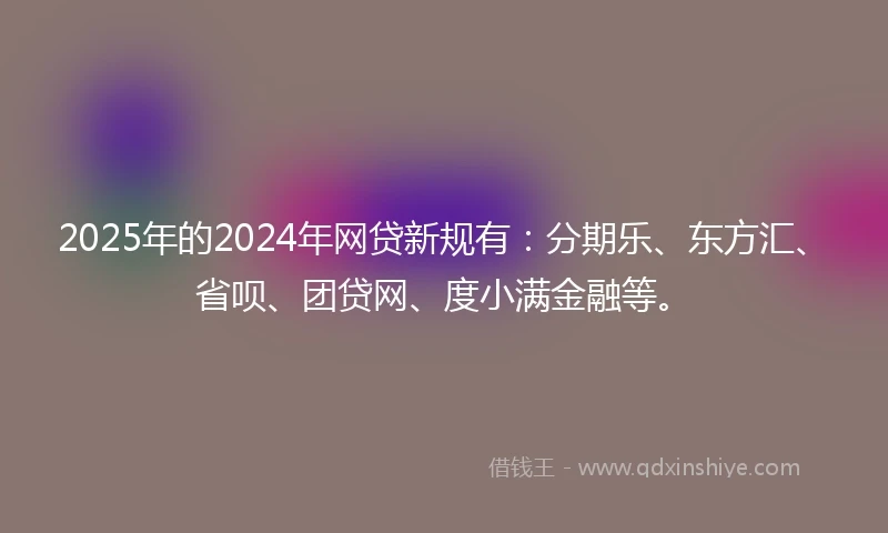 2025年的2024年网贷新规有：分期乐、东方汇、省呗、团贷网、度小满金融等。