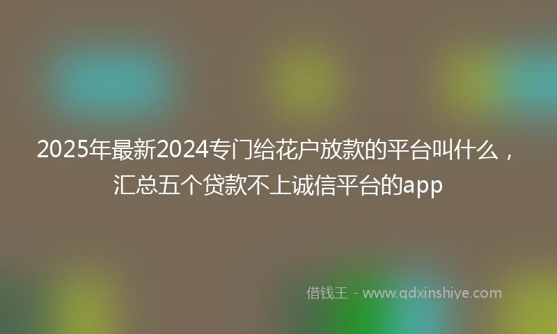 2025年最新2024专门给花户放款的平台叫什么，汇总五个贷款不上诚信平台的app