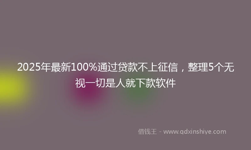 2025年最新100%通过贷款不上征信，整理5个无视一切是人就下款软件