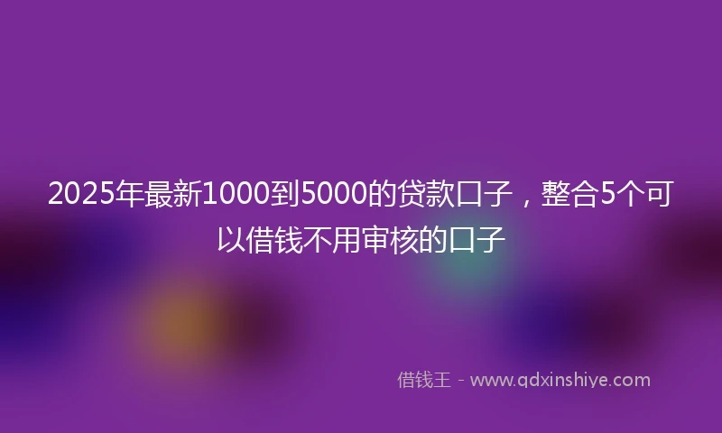 2025年最新1000到5000的贷款口子，整合5个可以借钱不用审核的口子