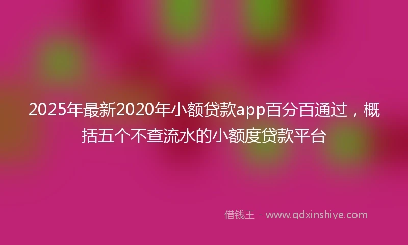 2025年最新2020年小额贷款app百分百通过，概括五个不查流水的小额度贷款平台