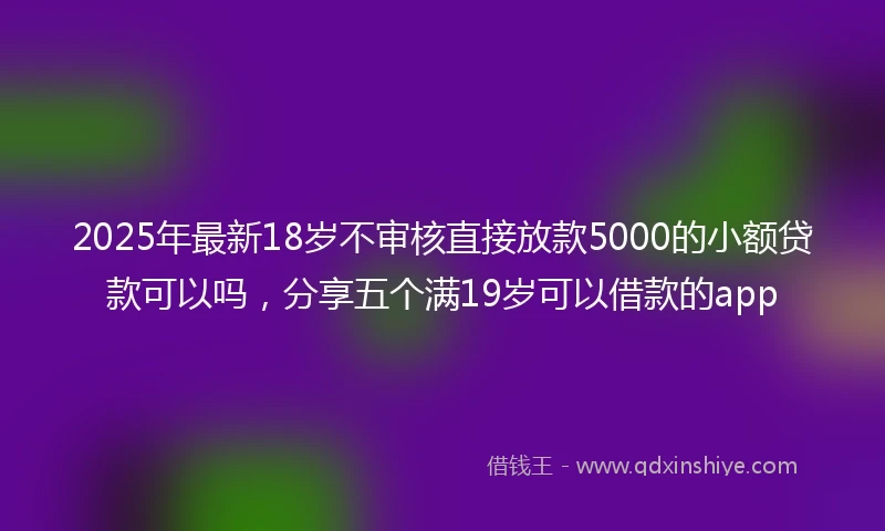 2025年最新18岁不审核直接放款5000的小额贷款可以吗，分享五个满19岁可以借款的app