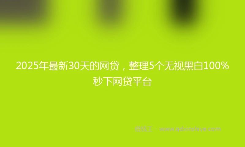 2025年最新30天的网贷，整理5个无视黑白100%秒下网贷平台