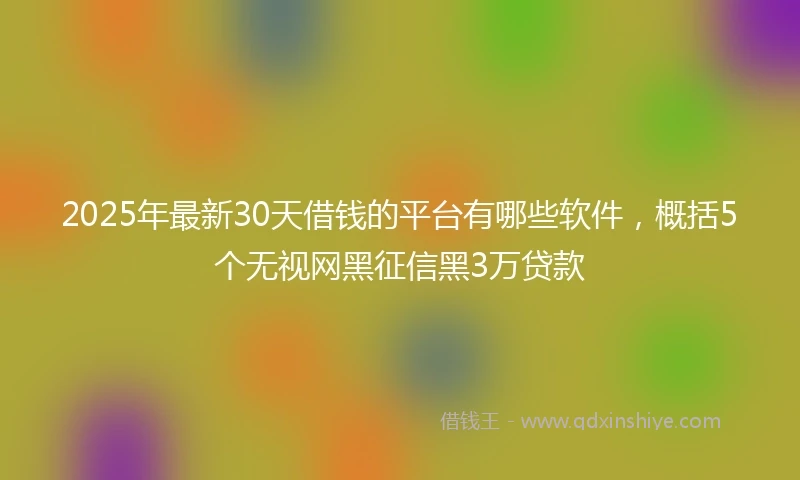 2025年最新30天借钱的平台有哪些软件，概括5个无视网黑征信黑3万贷款