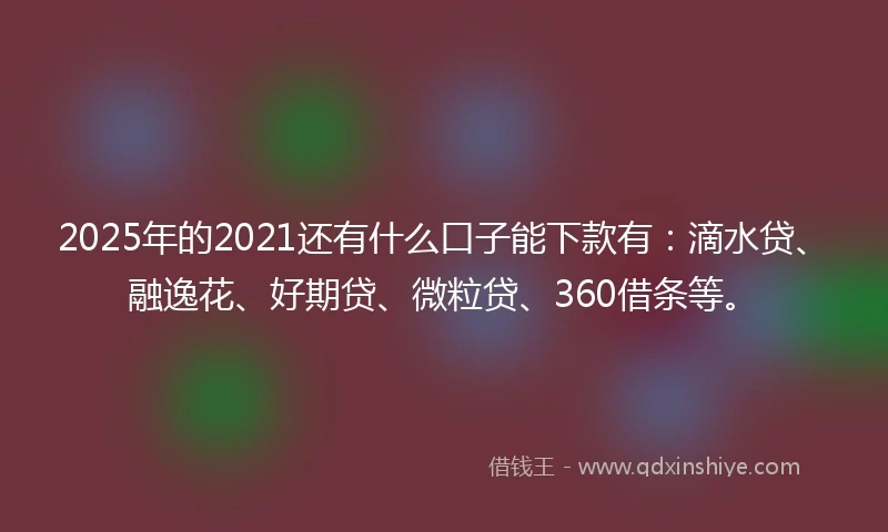 2025年的2021还有什么口子能下款有：滴水贷、融逸花、好期贷、微粒贷、360借条等。