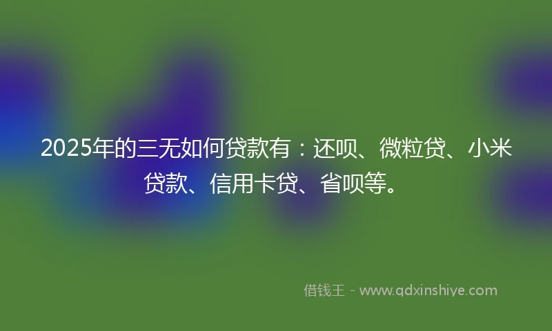 2025年的三无如何贷款有：还呗、微粒贷、小米贷款、信用卡贷、省呗等。