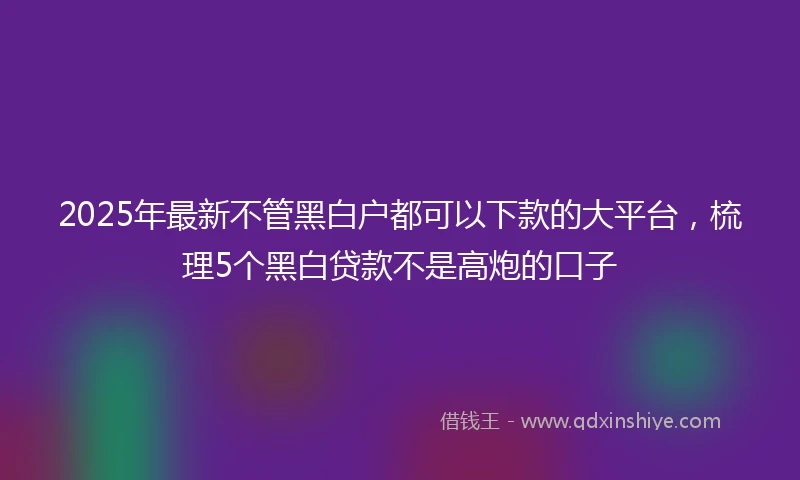 2025年最新不管黑白户都可以下款的大平台，梳理5个黑白贷款不是高炮的口子