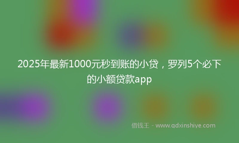 2025年最新1000元秒到账的小贷，罗列5个必下的小额贷款app