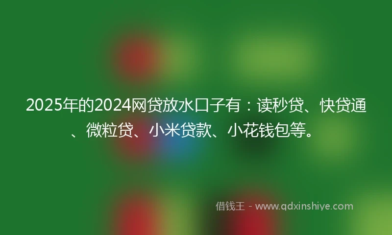 2025年的2024网贷放水口子有：读秒贷、快贷通、微粒贷、小米贷款、小花钱包等。