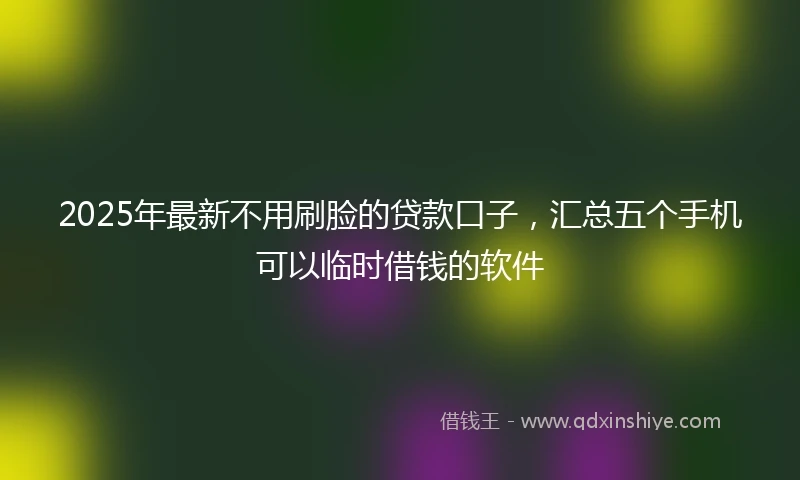 2025年最新不用刷脸的贷款口子，汇总五个手机可以临时借钱的软件