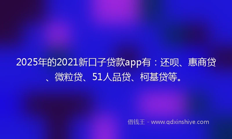2025年的2021新口子贷款app有：还呗、惠商贷、微粒贷、51人品贷、柯基贷等。