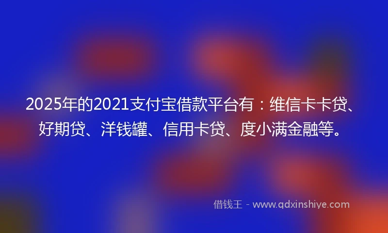 2025年的2021支付宝借款平台有：维信卡卡贷、好期贷、洋钱罐、信用卡贷、度小满金融等。
