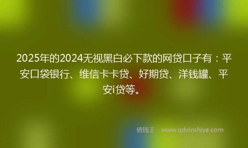 2025年的2024无视黑白必下款的网贷口子有：平安口袋银行、维信卡卡贷、好期贷、洋钱罐、平安i贷等。
