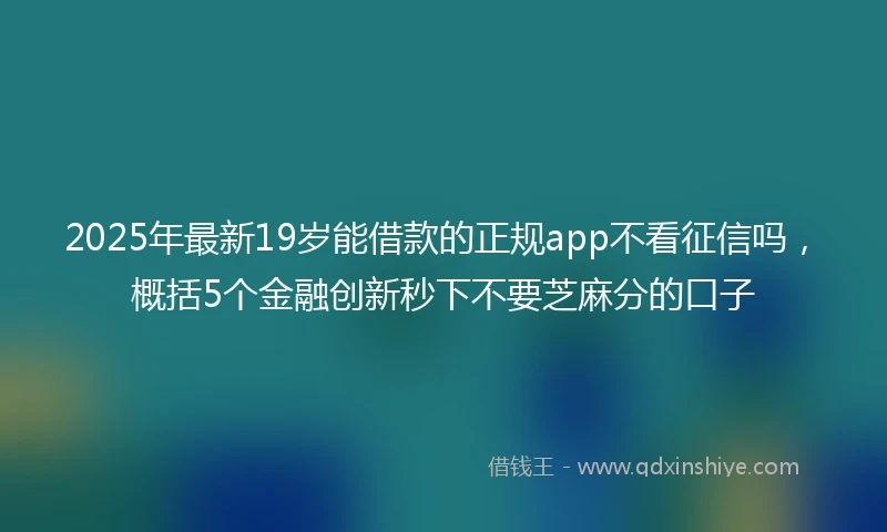 2025年最新19岁能借款的正规app不看征信吗，概括5个金融创新秒下不要芝麻分的口子