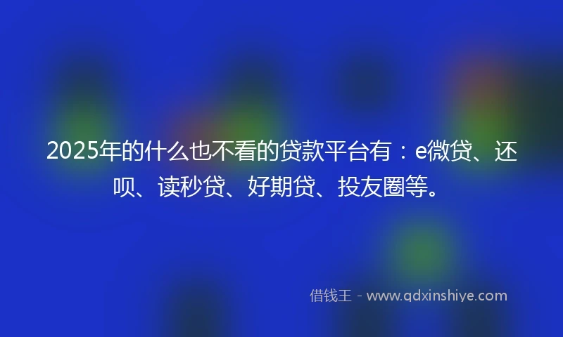 2025年的什么也不看的贷款平台有：e微贷、还呗、读秒贷、好期贷、投友圈等。