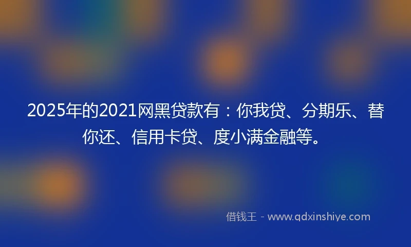 2025年的2021网黑贷款有：你我贷、分期乐、替你还、信用卡贷、度小满金融等。