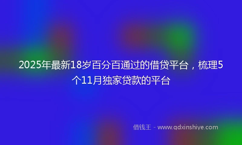 2025年最新18岁百分百通过的借贷平台，梳理5个11月独家贷款的平台