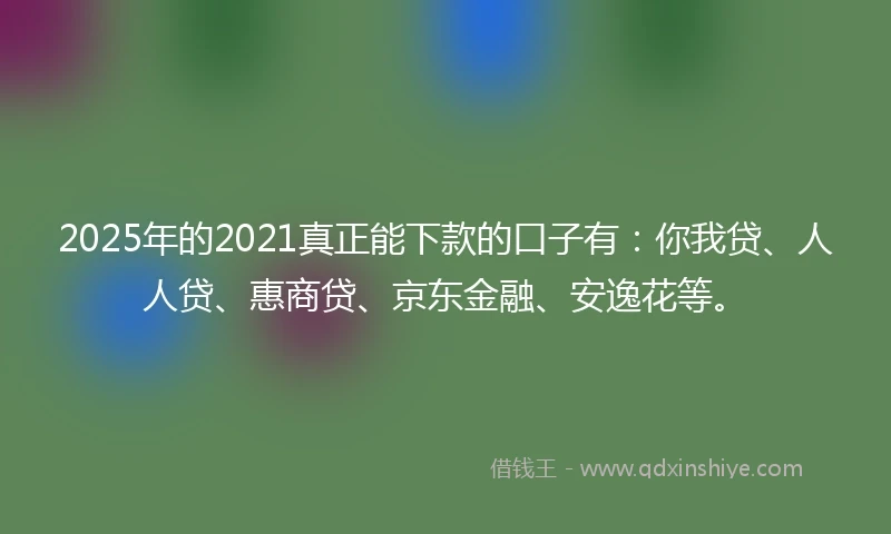 2025年的2021真正能下款的口子有：你我贷、人人贷、惠商贷、京东金融、安逸花等。