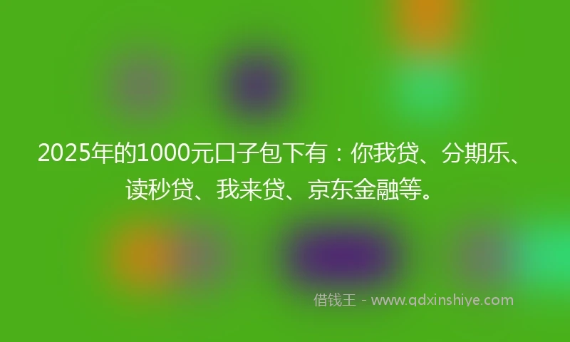 2025年的1000元口子包下有：你我贷、分期乐、读秒贷、我来贷、京东金融等。
