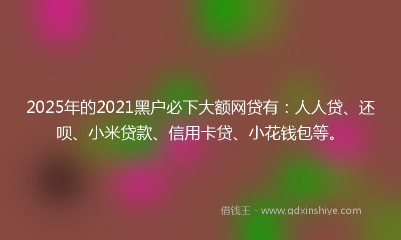 2025年的2021黑户必下大额网贷有：人人贷、还呗、小米贷款、信用卡贷、小花钱包等。