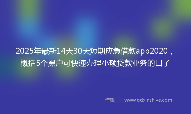 2025年最新14天30天短期应急借款app2020，概括5个黑户可快速办理小额贷款业务的口子