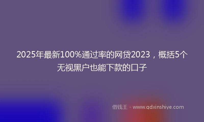 2025年最新100%通过率的网贷2023，概括5个无视黑户也能下款的口子