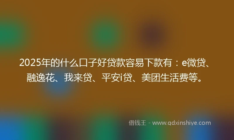 2025年的什么口子好贷款容易下款有：e微贷、融逸花、我来贷、平安i贷、美团生活费等。