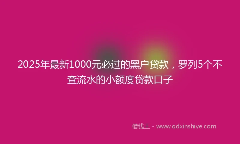 2025年最新1000元必过的黑户贷款，罗列5个不查流水的小额度贷款口子