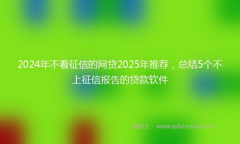 2024年不看征信的网贷2025年推荐，总结5个不上征信报告的贷款软件