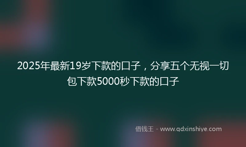 2025年最新19岁下款的口子，分享五个无视一切包下款5000秒下款的口子