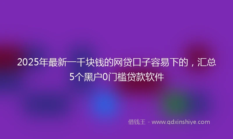 2025年最新一千块钱的网贷口子容易下的，汇总5个黑户0门槛贷款软件