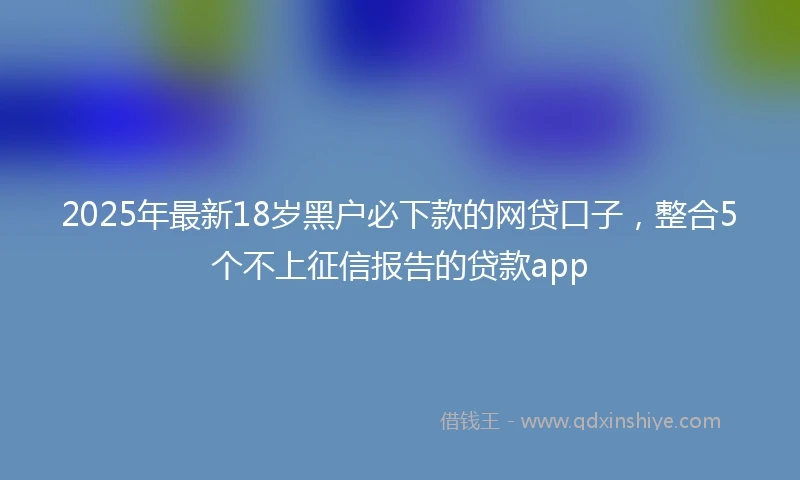2025年最新18岁黑户必下款的网贷口子，整合5个不上征信报告的贷款app