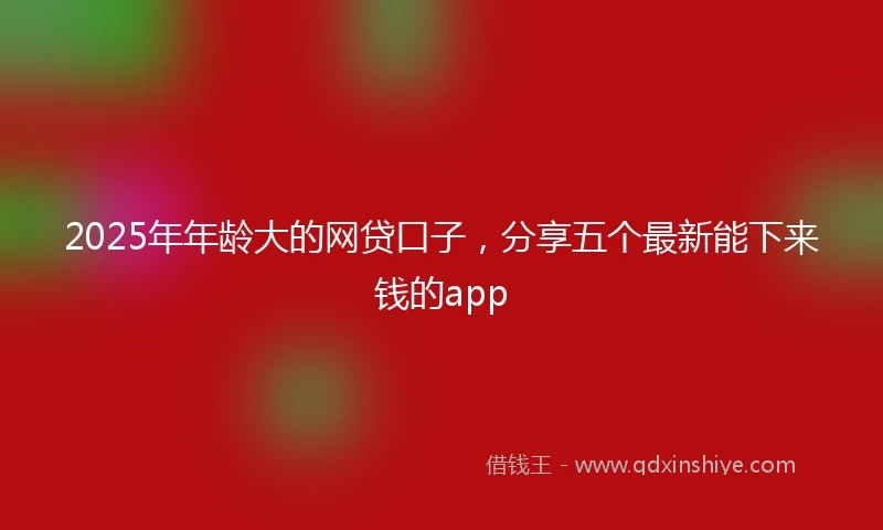 2025年年龄大的网贷口子，分享五个最新能下来钱的app