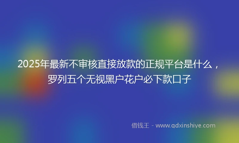2025年最新不审核直接放款的正规平台是什么，罗列五个无视黑户花户必下款口子