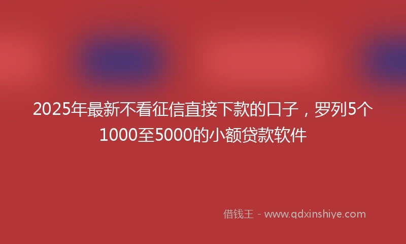 2025年最新不看征信直接下款的口子，罗列5个1000至5000的小额贷款软件