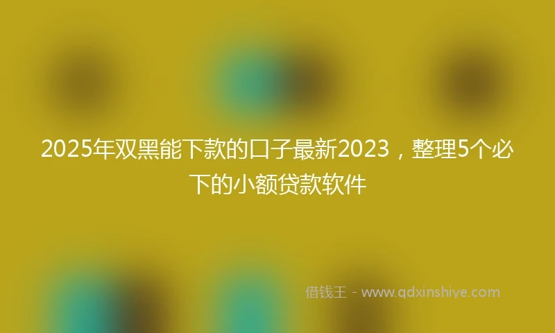 2025年双黑能下款的口子最新2023，整理5个必下的小额贷款软件