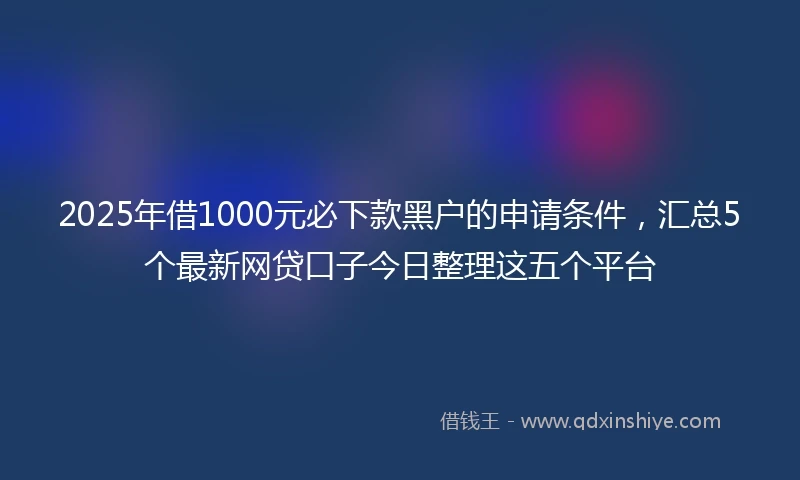 2025年借1000元必下款黑户的申请条件，汇总5个最新网贷口子今日整理这五个平台