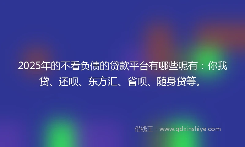 2025年的不看负债的贷款平台有哪些呢有：你我贷、还呗、东方汇、省呗、随身贷等。